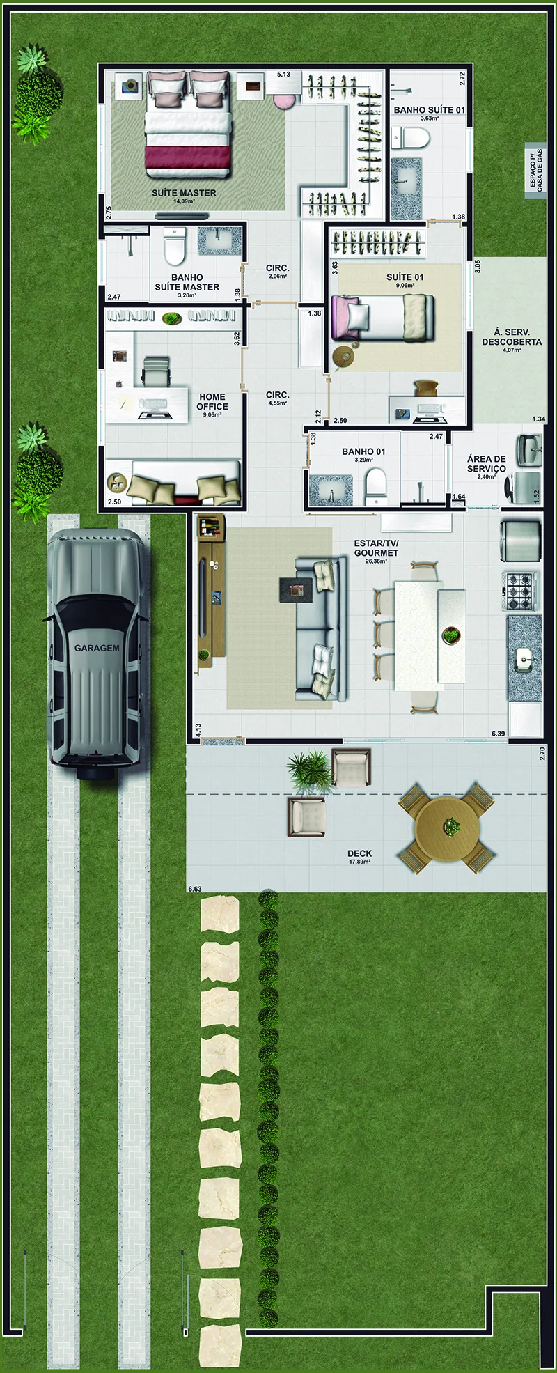 Casa Terrea - 3 quartos, sendo 2 suítes - 110 m2